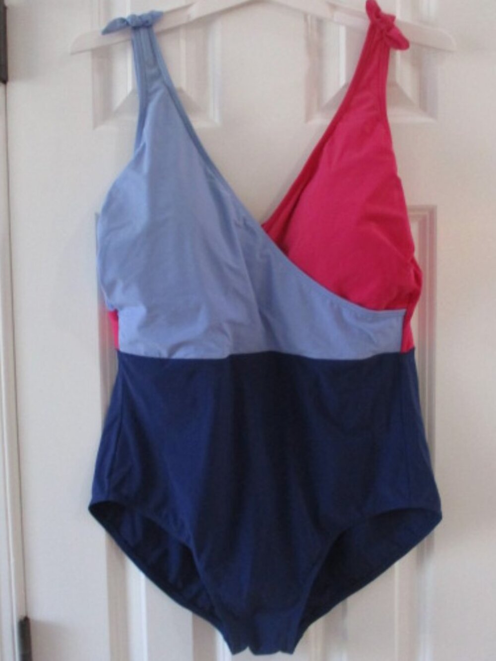 Talbots Color Block Wrap One Piece Swimsuit Sz XL,14